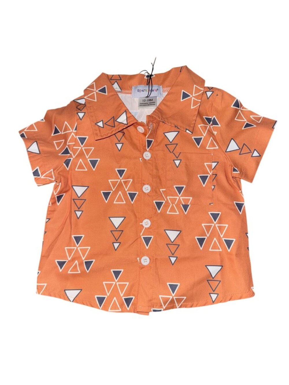 Orange Geometric Toddler Button-Up Shirt 12-18 Months By Sparkledots
